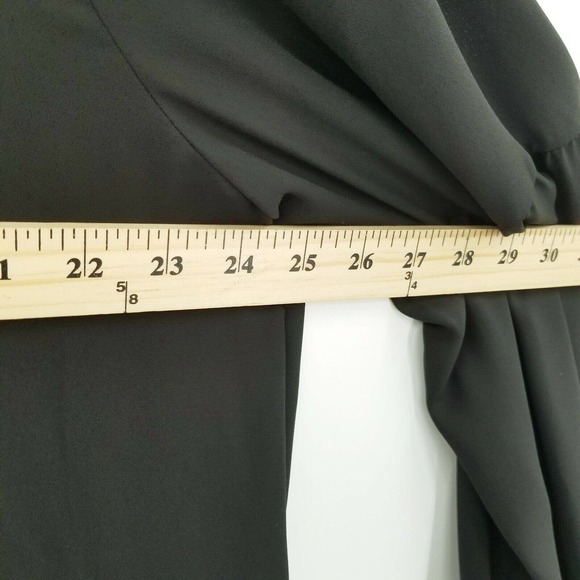 BCBGMaxazira black faux wrap blouse womens size XL long sleeve shell lace trim - Picture 5 of 12